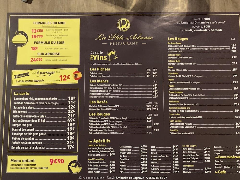 Restaurant La Ptite Adresse - Menu Image 3